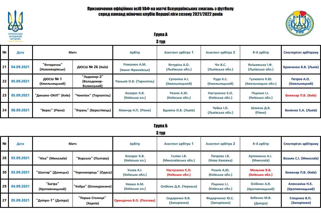 Перша ліга 21-22 Анонс 3 туру + призначення арбітрів